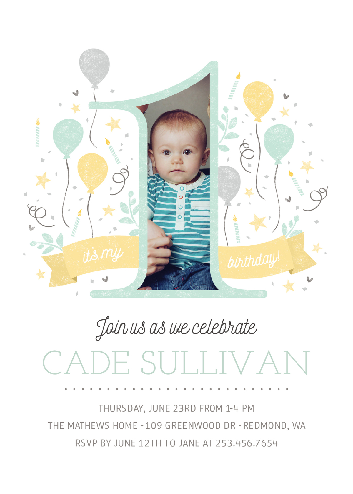 1st Birthday Celebration Flat Card Signature Matte , 5\, image size:1200x1680