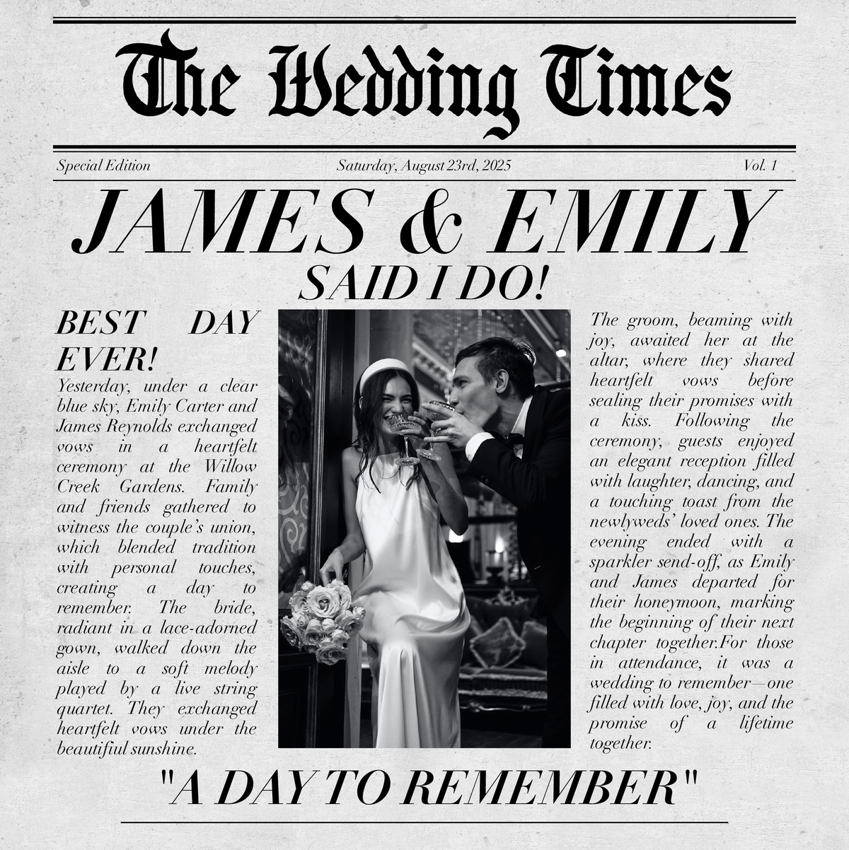 Wedding Newspaper Coffee Table Book - All Photo Books